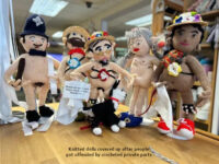 Knitted dolls covered up after people got offended by crocheted private parts 