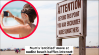 Mums -entitled- move at nudist beach baffles internet. 