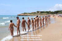 Nudists form human chains to defend naturism in around 20 Catalan beaches 